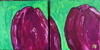 Purple Tulips on Green Diptych