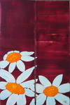 Three Daisys on Red Diptych